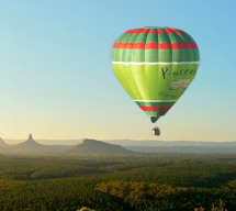 Hot air ballooning over glasshouse mountains is serene and beautiful